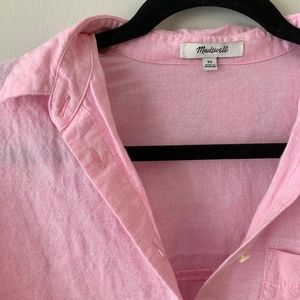 Madewell Pink Blouse with Tie in Front